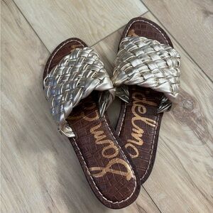 NWOT- SAM EDELMAN-Sandals Griffin Jute Metallic
Woven Leather Flats